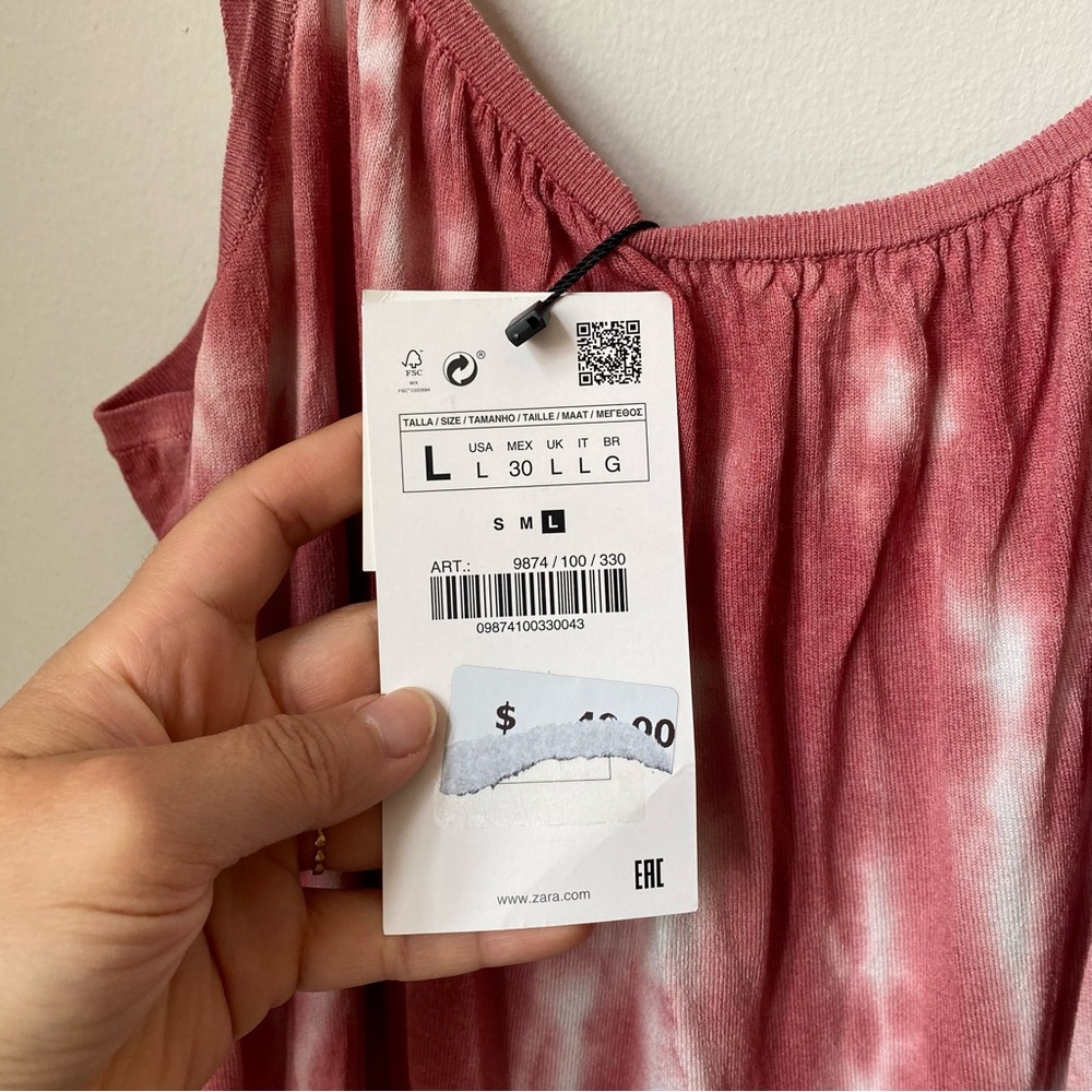 NWT Zara Pink Tie-Dye Maxi Dress size L - Picture 3 of 7